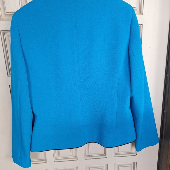 Jones Studio Separates Women's Blue Blazer Sz10 Contrast Piping Lined - Picture 10 of 11